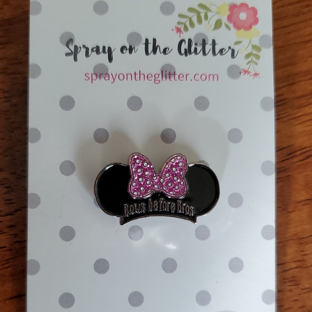 Spray on the Glitter 'Bows Before Bros' Pin